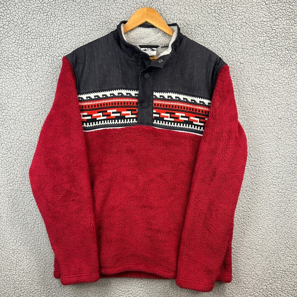 Spyder Fleece Jacket Mens XL RED Wyre Southwestern Long Sleeve 1/4 Snap Pullover